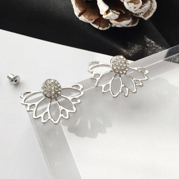 Crystal Jacket Lotus Earrings - Picture 1 of 4